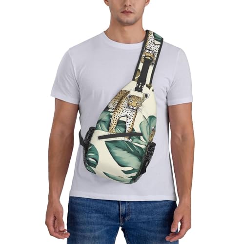 Bolso bandolera unisex con estampado de leopardo y hojas miniatura 7