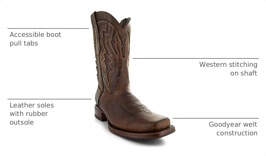 Image of Soto Boots Square Toe Cowboy Boots H50027 (10) Tan