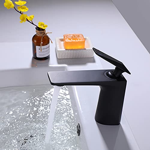Robinet de salle de bain moderne pour rénovation de vasque noir mat laiton