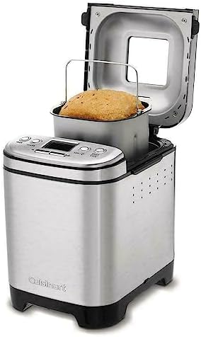 Cuisinart CBK-110 Programmable Compact Automatic Bread Maker Machine Bundle with Measuring Spoon Set, Bread Board, and Bread Knife - Makes a variety of loaf sizes and gluten-free options (4 Items)