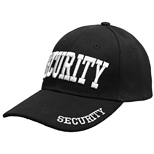 Security Hat Baseball Cap - Gold Or White Embroidery Security Front, Bill & Back - Adjustable Size - White (1Pk) #TOP1