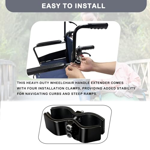 Sapbontchi Wheelchair Handle Extenders, (400lbs Weight Capacity) Adjustable Wheel Chair Accessories Adults - Stroller Handle Extender, Extension for Wheelchair, Rallator & Stroller (Without Brake) by Sapbontchi - Image 9