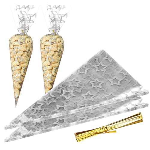Arcjunys 50 Stück Spitztüten Süßigkeiten Süßigkeiten Tüten 17 x 30 cm Süssigkeiten Tüten Sweet Cone Bags Spitztüten Transparent Cellophantüten mit 50 Gold Twist Ties für Süßigkeiten Schokolade Kekse Arcjunys 50 Stück Spitztüten Süßigkeiten Süßigkeiten Tüten 17 x 30 cm Süssigkeiten Tüten Sweet Cone Bags Spitztüten Transparent Cellophantüten mit 50 Gold Twist Ties für Süßigkeiten Schokolade Kekse