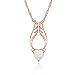 Lady’s Pendant White Fire Opal Rose Gold Plated Heart Angel Wings Shaped Wedding Party Necklace Jewelry
