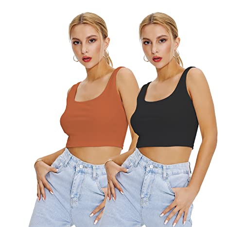 Image of Shasmi Women Crop Top, Ribbed, Stylish Tank Top, Soft and Comfy Fabric has Some Stretch