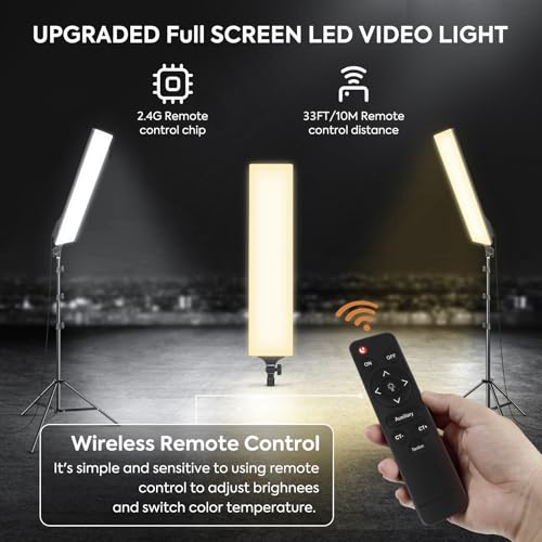 SEDGEWIN 2 Pack LED Videolicht 23.6', Dimmbare 2500-7500K Vollbild Streaming licht Studiolicht 36W Fotolicht Videoleuchte mit Fernbedienung 2M Stativ für Fotografie/Videokonferenz Beleuchtung/YouTube