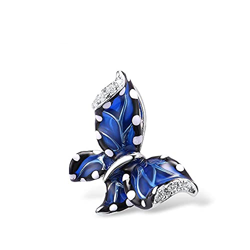 Pendentif Papillon Bleu Collier Émail Fait à la Main Idée Cadeau Femme