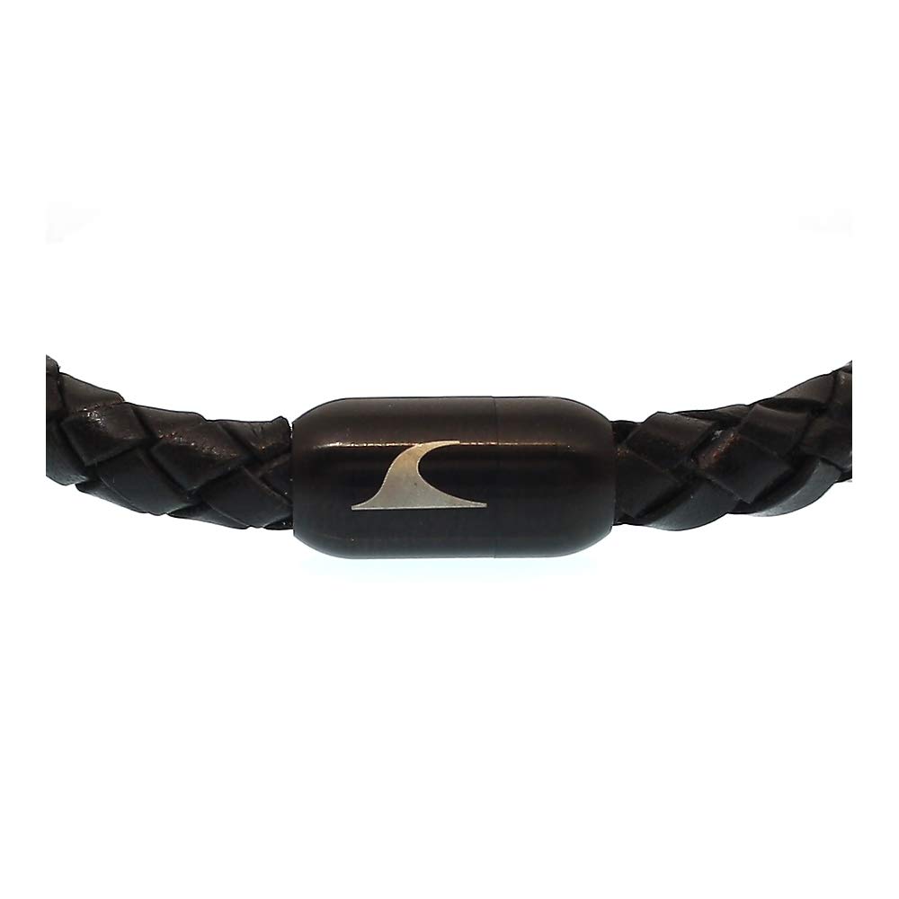 Echt Leder-Halskette Steel F Schwarz/SW Männer Herren