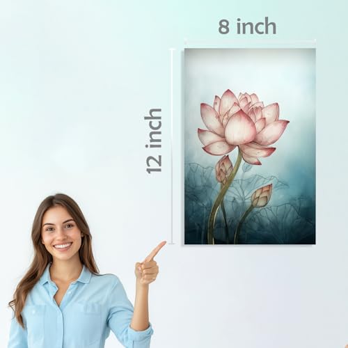 Image of SiddArtify Lotus Flower Wall Art Poster Print Set - Botanical Floral Decor for Living Room Bedroom Office - 8x12 Sticker Pack of 6