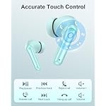 Wireless Earbuds, Bluetooth 5.3 Ear Buds, Headphones with Clear Stereo Sound, 40H Playtime with LED Digital Display, IPX7 Waterproof Earphones Built-in Mic for Phone Tablet Sports Workout, Jade - Image 4