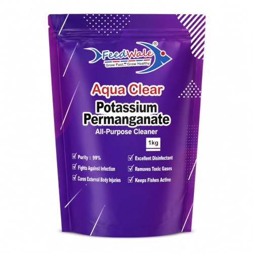Image of FeedWale Potassium Permanganate KMnO4 Crystals 99.99% Pure | Pond Water Disinfectant | Fish Pond | Aquarium | Aquaculture | Biofloc | Poultry 1kg