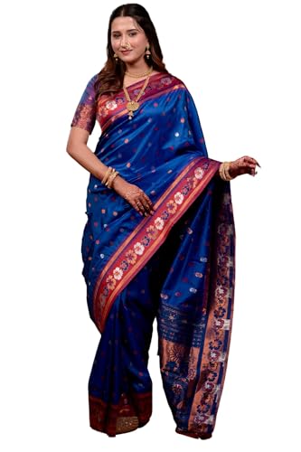 Image of SGF11 Women's Kanjivaram Pure Soft Silk Saree With Unstitched Blouse Piece