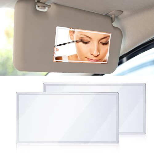 2 PCS Car Sun Visor Mirror, HD 5.91"×3.15" Portable Car Vanity Mirror, Seatback Self-Adhesive Makeup Mirrors, Shatter-proof Cosmetic Accessories for Automotive Truck SUV Vehicle
