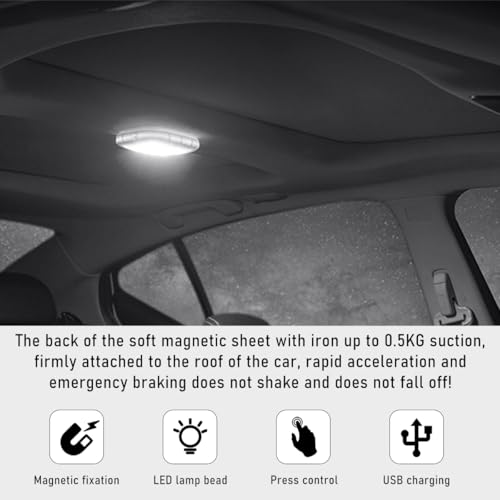 Lámpara de cúpula magnética para auto, luz LED recargable USB miniatura 4