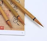 Easyou Hu Chinese Japanese Calligraphy Brush for Running Cursive Script of Calligraphy and Landscape Drawing Bamboo Orchid Painting Pure Wolf Hair(Weasel) 3pcs/pack(Size: L+M+S) lhsh