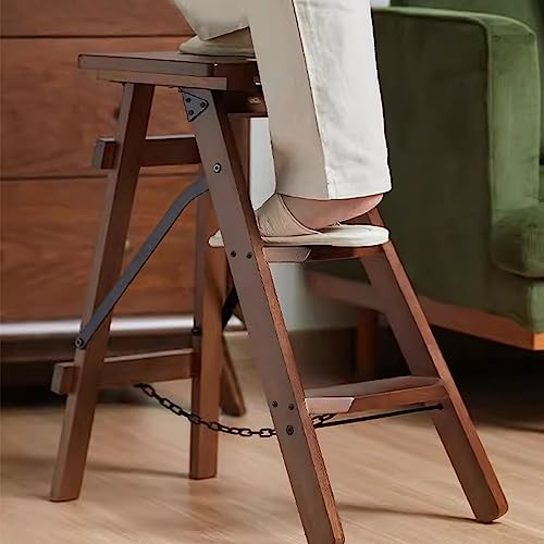 Taburete de madera para cocina escalera plegable de tres peldaños resistente hasta 150 kg 4