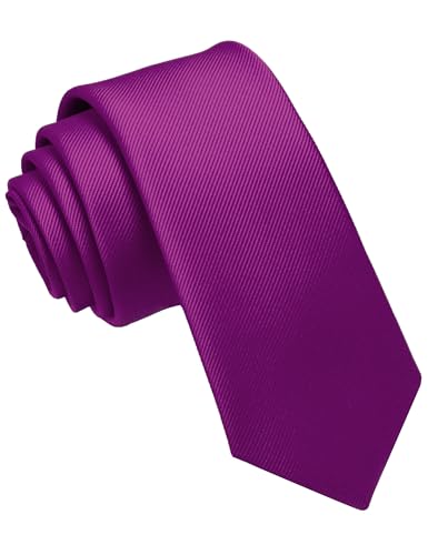 JEMYGINS Corbata de Hombre Ajustada de Color Sólido a Rayas Diagonales 6 cm de Ancho Lila 2