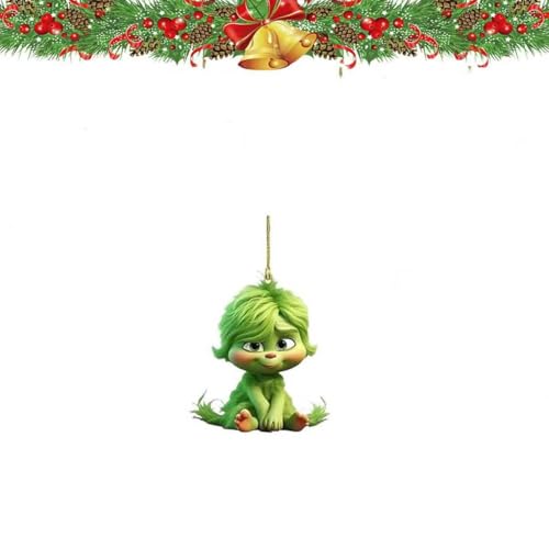 10 Stück G-rinch Weihnachtsbaum Deko,mit elastischer Kordel 2D acryl...