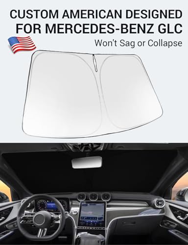 Image of Proadsy 2026 Upgrade Windshield Sun Shade Custom Fit Mercedes-Benz GLC 2023-2025 2026 Foldable Front Sunshade Protector Sun Visor Blocks UV Rays Keep Car Cooler Accessories