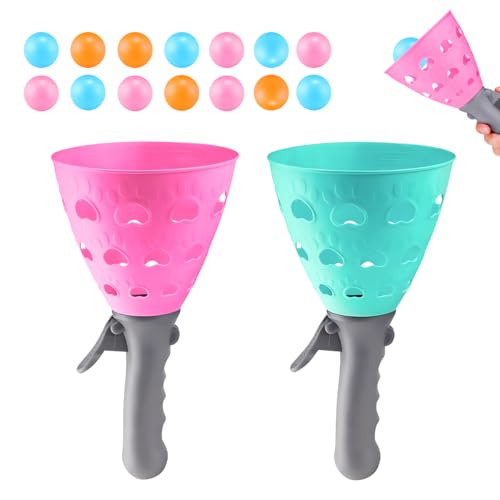 Suevut Fangballspiel, Fangbecher Ballspiel mit 2 Fangbechern und 14 Bällen, Outdoor Spiele für Kinder, Fördern Motorik & Eltern-Kind-Bindung, für Kinder Party, Garten
