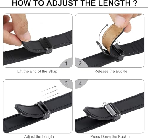 Image of Magnetic Leather Bands Compatible with Apple Watch 49mm 46mm 45mm 44mm 42mm | Genuine Leather with Magnetic Buckle for iWatch Ultra 2 Ultra SE Series 10 9 8 7 5 4 3