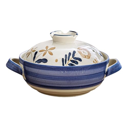 Eleeonora Olla De Barro Japonesa con Tapas,Cazuela Resistente Japonesa Al Caliente,Olla Caliente De CeráMica Japonesa Donabe Colorida,FáCil De Usar,Apto para Sopas Y Guisos