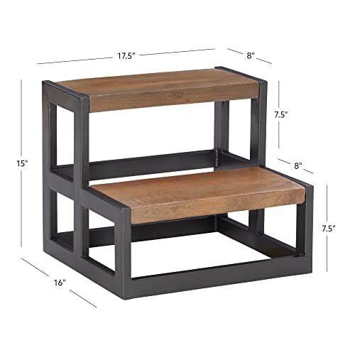 Powell Modern Pewter Grey Finish Charmaine Wood And Metal Bed Steps #TOP1