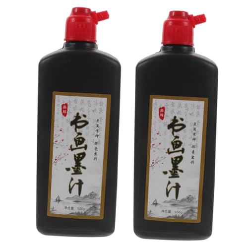 ARTIBETTER 2pcs Calligraphy Ink Writing Painting Chop Ink Fountain Pen Ink Black Traditional Drawing Black Ink Four Precious Articles in Study Photography Props Art Ink Plastic