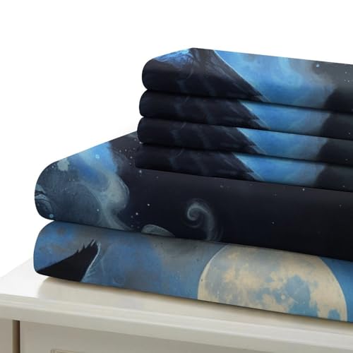 Parure loup 3D housse de couette microfibre pour chambre chalet