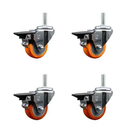 Polyurethane Swivel Threaded Stem Caster Set of 4 w/3