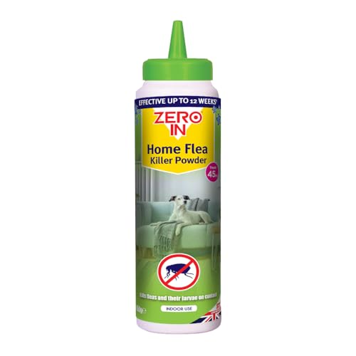 Zero In Home Flea Killer Powder 450g - Fast Acting & Long-Lasting Flea Control for Homes & Pets - Safe for Furniture Carpets and Bedding