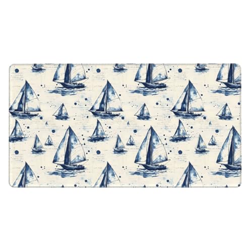 Grand tapis de souris de jeu voilier bleu sous-main ordinateur portable