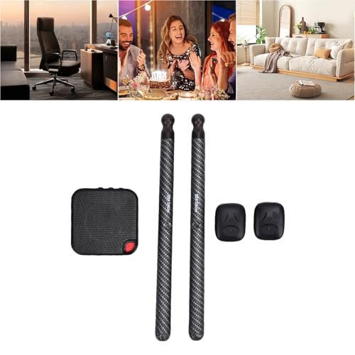 SUNGOOYUE Air Drumsticks, palillos electrónicos con detección de movimiento 3D, pedales y conversor de audio para práctica silenciosa miniatura 3