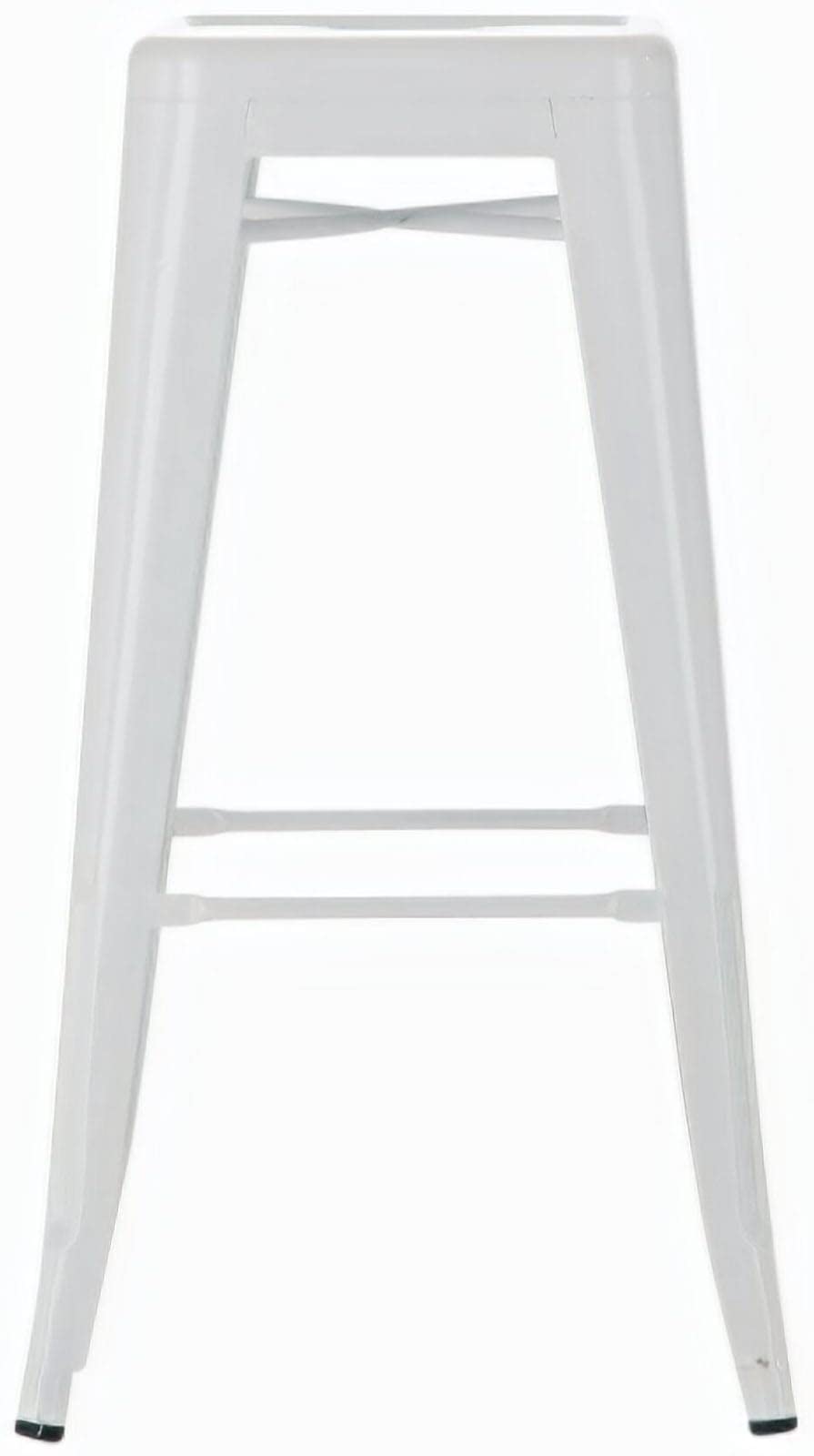 CLP Tabouret De Bar Empilable Joshua - Métal Blanc - Hauteur Assise 76cm - Repose-Pieds - Charge 135kg - Intérieur/Extérieur