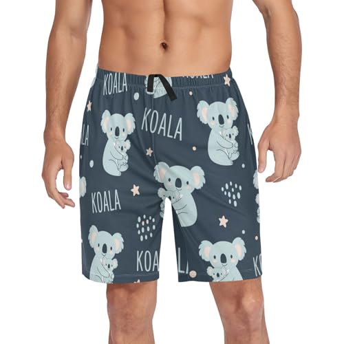 J JOYSAY Koala Star Dark Blue Pajama Shorts Mens Lounge Sleep Shorts Straight-Fit Men Pajama Bottoms