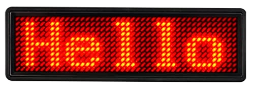 Image of QAWACHH Flashing LED Bluetooth Badge Digital Scrolling Message,Operated by Laptop /PC /Smartphone (RED)