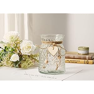 YJ Fake Flowers with Vase, Silk Roses Artificial Flowers in Vase, Faux Flower Arrangement with Vase Suitable for Home Office Decoration, Dining Table Centerpiece(White) - immagine 5