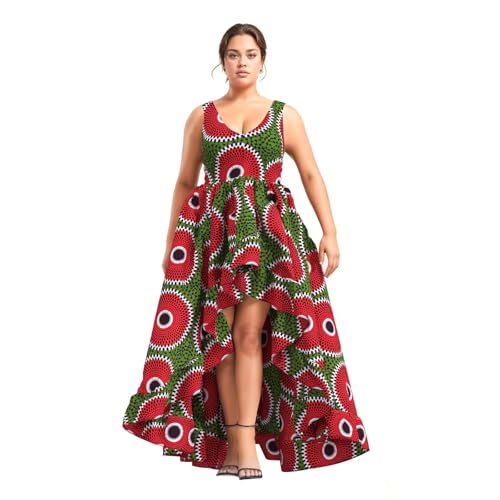 Image of iooiooi African Dresses for Women Party Robe Plus Size Print Dashiki Dinner Dress