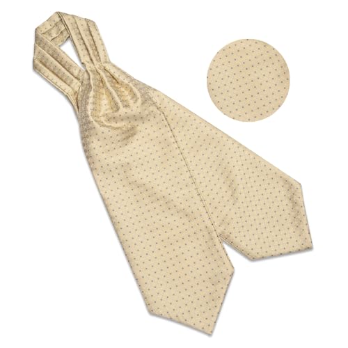Image of DiBanGu Mens Silk Ascot Ties Paisley Jacquard Woven Cravat and Pocket Square Cufflinks with Lapel Pin for Business Wedding