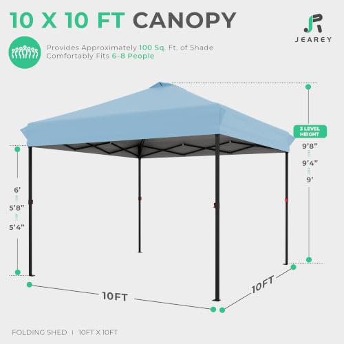 Image of JEAREY 10x10 Pop Up Canopy Tent, Easy Up Outdoor Market Canopy, Light Blue