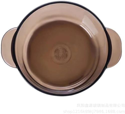 Image of Glass Casserole Deep Round 1000 ML - Oven and Microwave Safe Serving Bowl with Glass Lid (1-pc, 1000ML- Brwon)