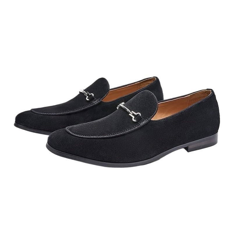 Mens Suede Leather Classic Slip On Oxford Shoes Lightweight Retro Casual Flats Loafers for Daily Walking Business Shoes