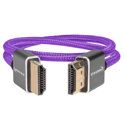 Image of KONDOR BLUE x Geral Undone | Full HDMI 2.0 Type A Male to Male 18 inch Straight Braided Cable | 4K 60Hz 18Gbps, HDR, 3D, Reinforced | for On-Camera Monitors & Recorders + More | Purple