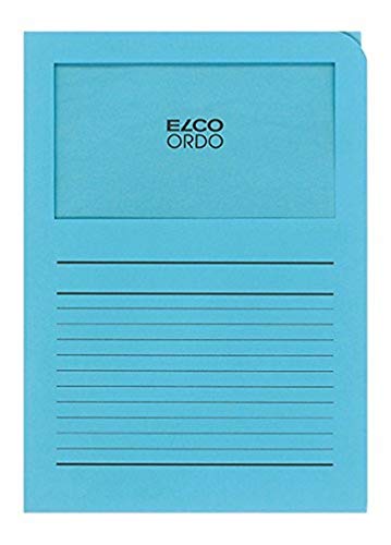 ELCO Lot de 100 Pochettes coins avec fenêtre 120 g/m² 22 x 31 Bleu Clair 29489.31