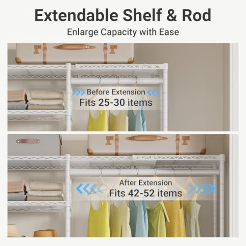 Image of VIPEK X2 Plus Expandable Heavy Duty Clothes Rack, Closet System White