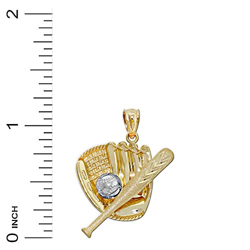 Gold Baseball Gear Charm - 10 Karat Solid Gold - Bat and Glove Pendant - Gift for Player4