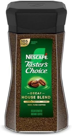 NESCAFÉ Taster's Choice Instant Coffee, Medium Light Roast Coffee, Decaf House Blend, 2 Jars (7 Oz Each)