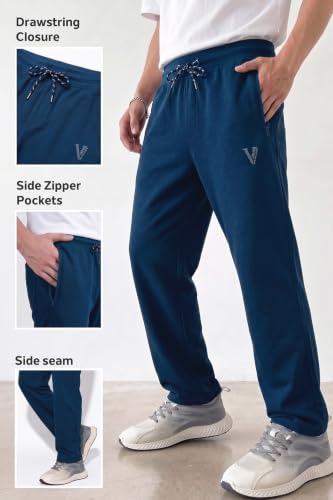 Image of Van Heusen Men's Track Pant | Side Zipper Pockets |Mid-Rise| Comfort Fit | Cotton Blend | Breathable & Casual | Easy Stain Release| Anti-Static Fabric | Activewear | Drawstrings | Style 50052