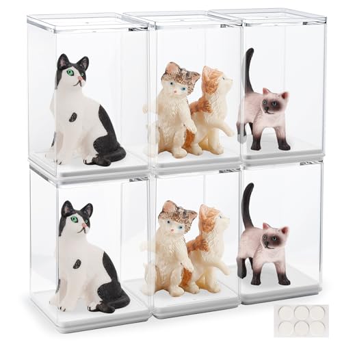 Caja de Exhibición de Acrílico Transparente 6 PCS, Vitrina Metacrilato Robusta y Apilable, Vitrinas para Colecciones Resistente al Polvo y al Agua