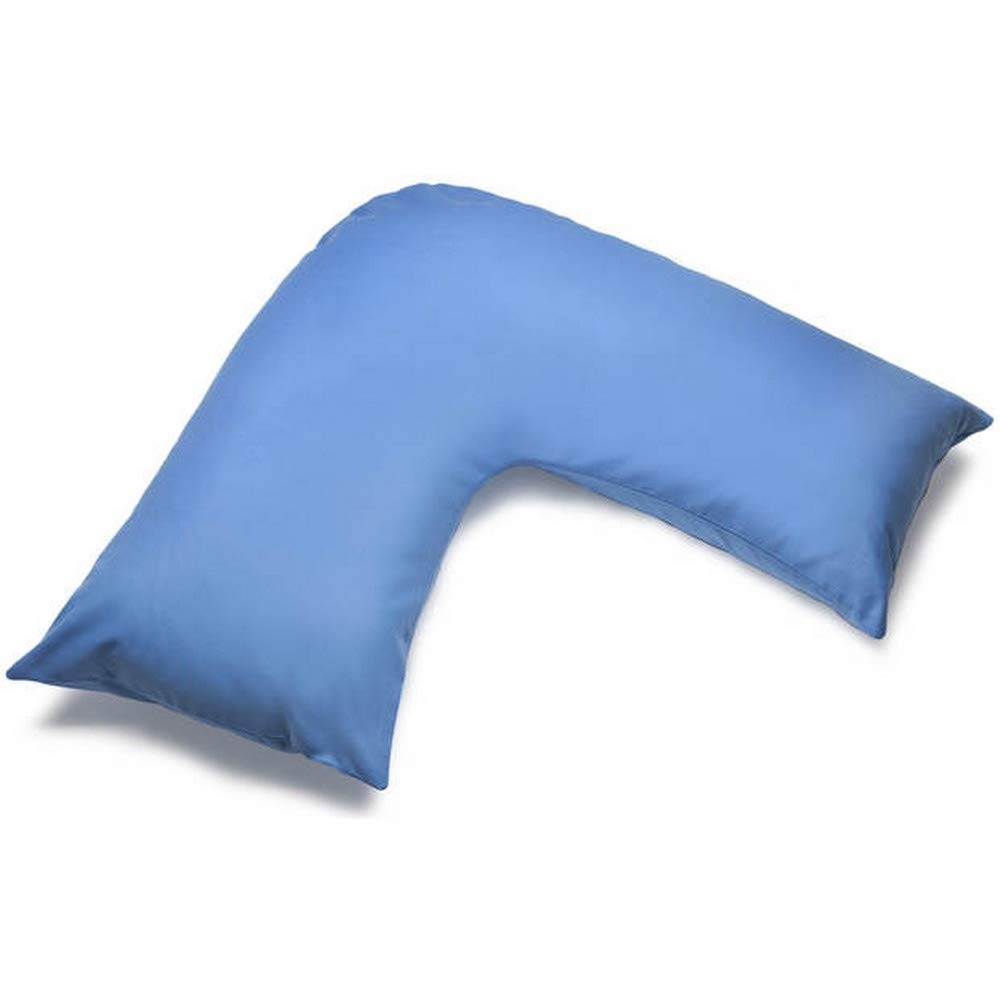 Belledorm Blue V shaped pillow case cover with poppers - 200 thread count percale - pregnancy maternity orthopaedic support nursing (Sky Blue)
